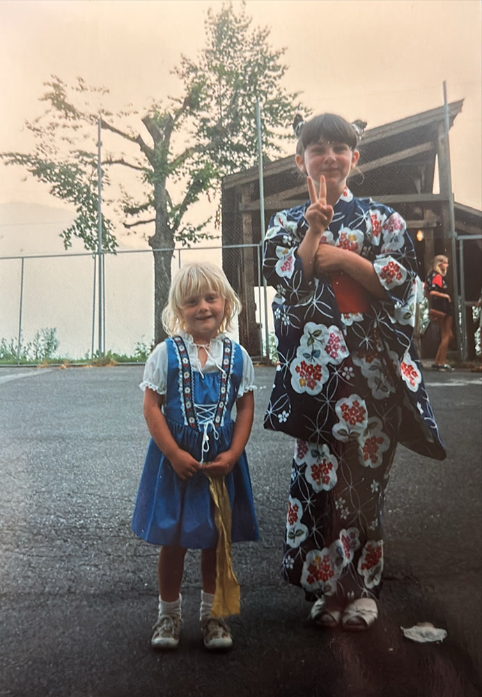 Erin Swiss outfit with Japanese student